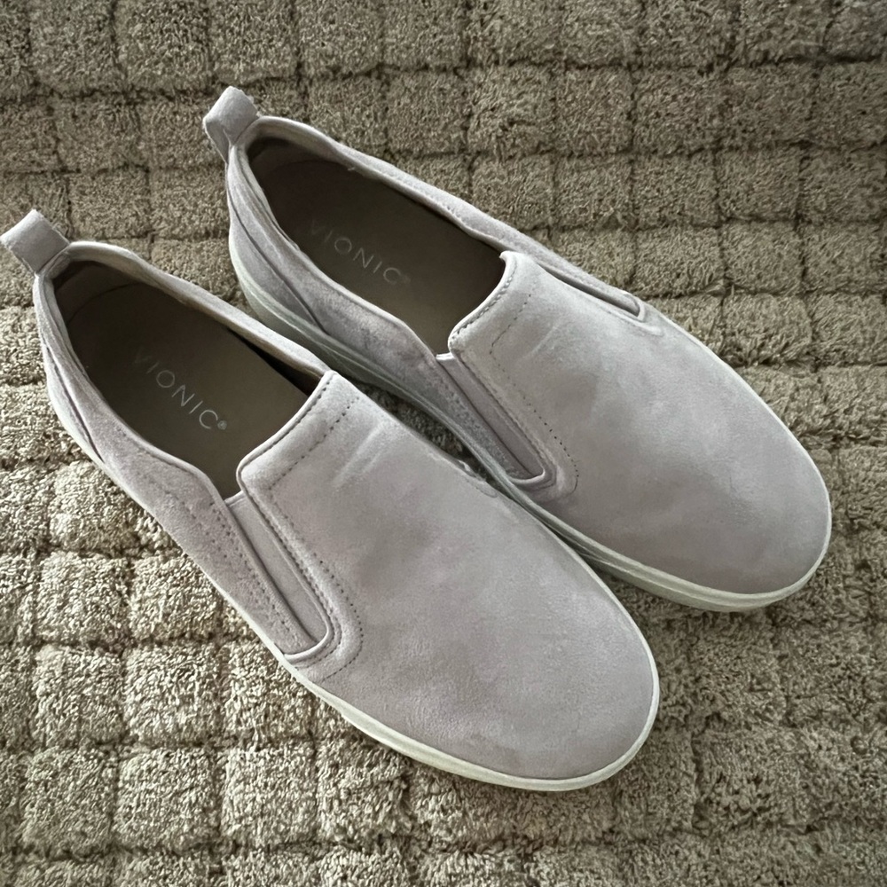 Vionic Slip-On Suede Sneakers in Light Lavender - Picture 10 of 15